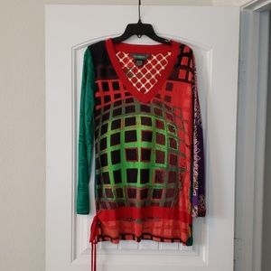 Multicolred Top with Side Tie by Desigual